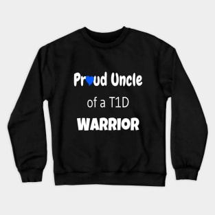 Proud Uncle White Font Blue Heart Crewneck Sweatshirt